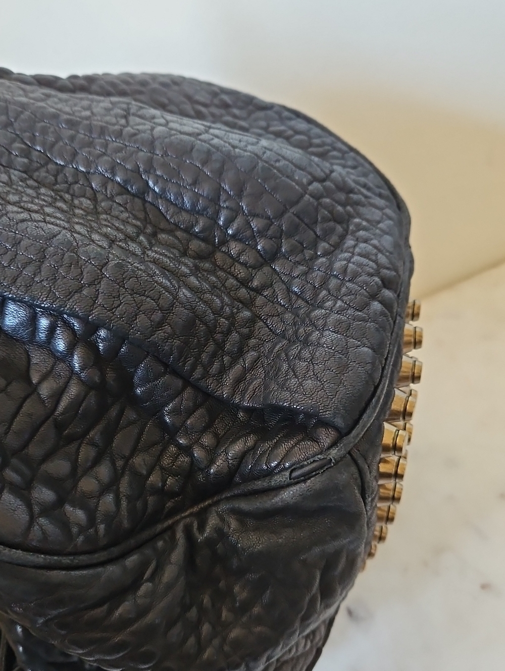 ALEXANDER WANG: Vintage  Black Textured Leather Rocco Bag - Picture 11 of 12